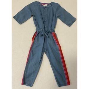 Boden Shoulder Chambray Jumpsuit Belted Striped 2-3 Years 98 CM